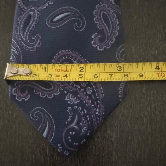 JOS.A.Bank Reserve Paisley 100% Silk Necktie Navy & Purple - Picture 5 of 6